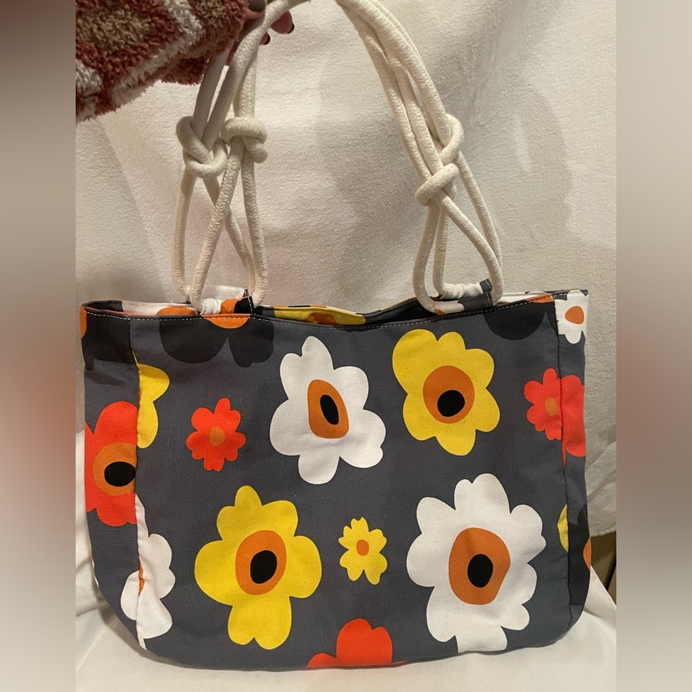 Farmhouse is My Style Floral Canvas Tote Bag - Gray, Red, Orange and Yellow - Picture 2 of 12